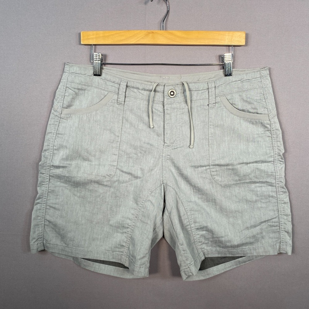 Kuhl Cabo Gray Linen Blend Performance Shorts Womens 14 Outdoor Hiking 6273